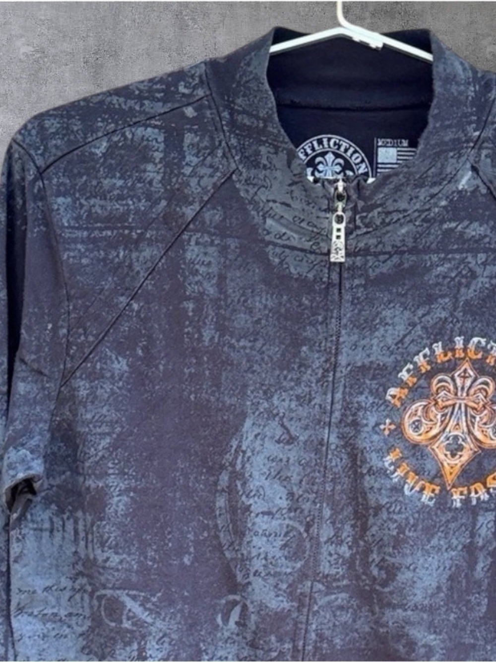 Affliction Pull Tab Zipper Long Sleeve Authentic Men’s Light Jacket  Size Medium - Picture 4 of 14